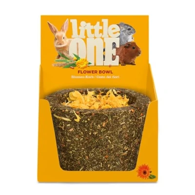 Abbildung von Little One Blumen Korb 120 g Ergänzungsfuttermittel für Nagetiere &amp; Zwergkaninchen Zur Unterstützung der Zahnpflege Mit Ringelblumen Wiesengras Ohne künstliche Zusätze