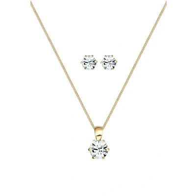 Abbildung von Elli SET Glass Crystal Ohrringe goldcoloured, Damen, Größe: 45, Gold coloured