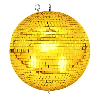 Abbildung von Spiegelkugel mit Sicherheitsöse 30cm gold // Discokugel Mirrorball