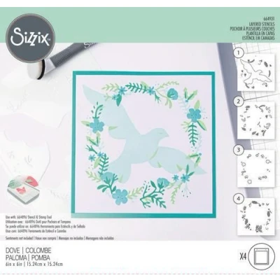 Abbildung von Sizzix Layered Stencils Dove 4Stück