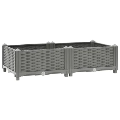 Abbildung von vidaXL Hochbeet, Hochbeet für Garten Balkon Terrasse, Gemüsebeet Pflanzkasten zum Selber Bauen, Blumenbeet Blumenkasten Rattan Optik, Polypropylen