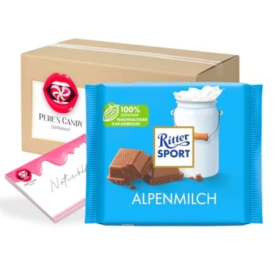Abbildung von 5 x 100g Alpenmilch Tafel Schokolade mit Geschenk von Pere&#039;s Candy