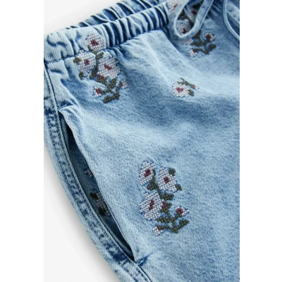 Abbildung von Next Regular FIT PULL ON Jeans Shorts, Damen, Größe: 38, Blue embroidered