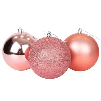 Abbildung von 10 cm/3 Stück Weihnachtskugeln, bruchsicher, Rotgold, Weihnachtsbaumschmuck, Kugel, Ornamente, Kugeln, Weihnachtsdekoration, Urlaubsdekoration, glänzend, matt, glitzernd