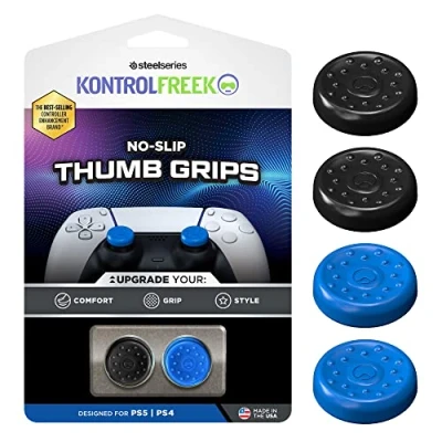 Abbildung von KontrolFreek Rutschfeste Daumengriffe für PlayStation 5 (PS5) und 4 (PS4) Controller Stück Blau Schwarz