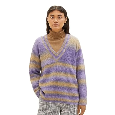 Abbildung von TOM Tailor Denim MIT Farbverlauf Strickpullover, Damen, Größe: XL, Lilac beige colorflow