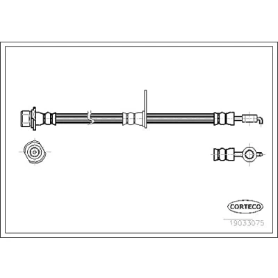 Abbildung von CORTECO 19033075 Bremsschläuche Vorderachse rechts 590 TOYOTA: Corolla IX Schrägheck, Verso