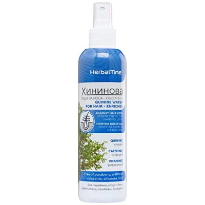Abbildung von Herbal Time Chinin Haarwasser Anti Haarausfall Behandlung Kraftvolles und Glänzendes Haar ohne Parabenen, Silikone, Sulfaten 200ml