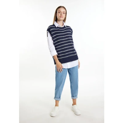Abbildung von DREIMASTER Maritim Damen Pullunder XL/XXL / Marineblau Off White 100% Polyester