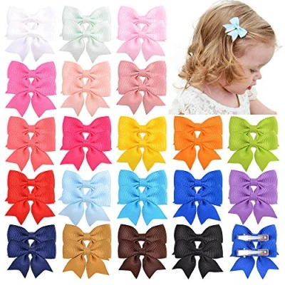 Abbildung von Jollybows 40 Stück Haarschleifen für Babys, Mädchen, Krokodilklemmen mit Ripsband, Boutique Clips, Haarschmuck Kinder und Kleinkinder, 6,1 cm