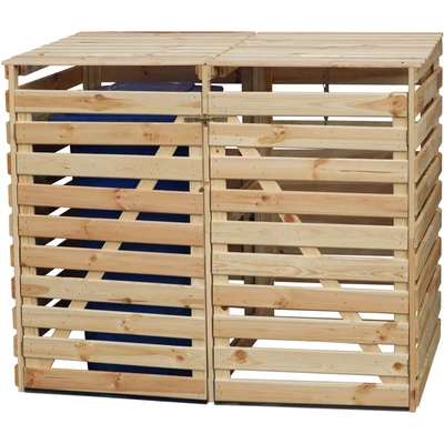Abbildung von promadino Mülltonnenbox &quot;Vario V&quot;, für 2 x 240 l, holzfarben