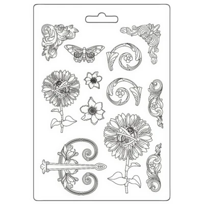 Abbildung von Stamperia Soft Mould A5 for Scrapbooks, Albums, and Bullet Journals, Suitable Clay, Ceramic Powder More, Crafts Gifting (Sir Vagabond in Fantasy World Mechanical Sunflower)