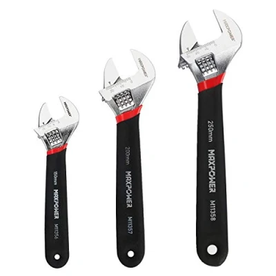 Abbildung von MAXPOWER Schraubenschlüssel Set verstellbarer Rollgabelschlüssel inkl. 150, 200, 250 mm 3 teilig Adjustable Wrench Einmaulschlüssel