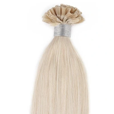 Abbildung von Beauty7 50 STK Echthaarstraehnen Remy Echthaar Haarverlaengerung von U tips 45cm 0,5g Bonding Extensions Straehnen 18 Zoll Platinblond #60