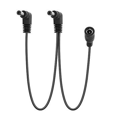 Abbildung von GELRHONR Daisy Chain Stromkabel, 1 auf 2 Wege Kabel Gitarren Effektpedal Netzteil Splitterkabel, DC5521 9 V A Splitterkabel mit rechtwinkligem Winkel 1.8Ft