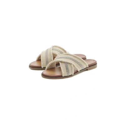 Abbildung von Vivance Pantolette flach, Damen, Größe: 36, Beige Schuhe