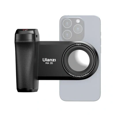 Abbildung von Ulanzi MA35 Magnetischer Smartphone Griff — Kamera Für Smartphones von 5 bis 9,5 cm Breite Mit Bluetooth Fernbedienung und Spiegel Schwarz