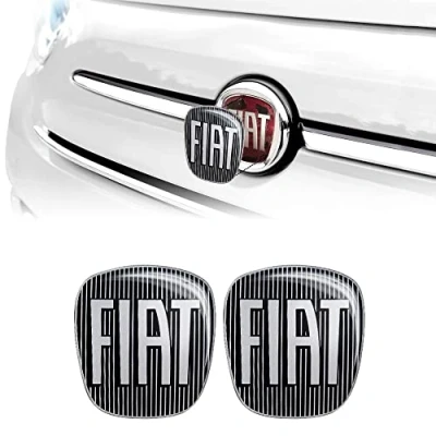 Abbildung von Fiat 14186A 2Pz 3D Aufkleber Logo 500, Schwarz, 2 Stücke, Vorne und Hinten, 71 x 65 mm