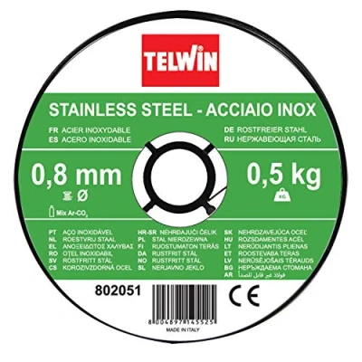 Abbildung von Telwin S.p.A. 802051 Rostfreie Stahlschweissdrahtspule Durchmesser 0,8 mm, 0,5 Kg, Grau