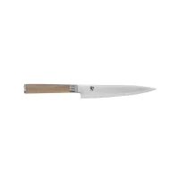 Abbildung von KAI Shun Classic White japanisches Allzweckmesser 15 cm Klingenlänge Damastmesser 32 Lagen VG MAX Kern 61 (±1) HRC Griff aus Pakkaholzgriff Made in Japan kleines Kochmesser schmal geschmiedet