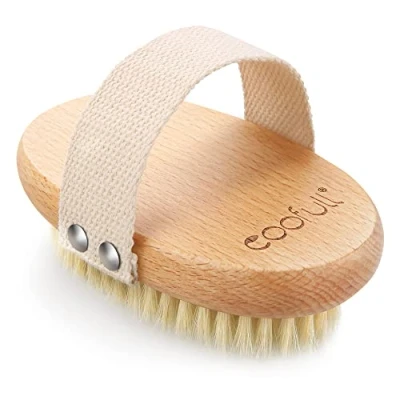 Abbildung von SURDOCA Peelingbürste Körperbürste Trockenbürste Naturborsten Holz Scrubber Rückenbürste mit Langem Stiel Badebürsten für Dusch Saunabürste Klosterbürste zum Entfernen Cellulite, Lymph (Ovaler Typ)