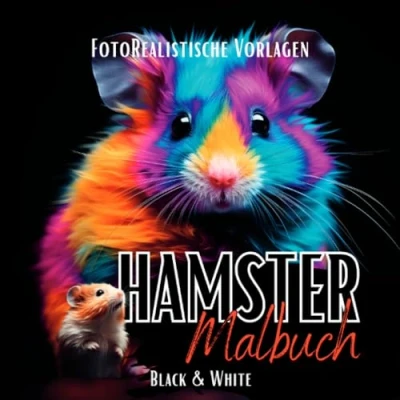 Abbildung von Malbuch Hamster „Fotorealistisch“.: mit wunderschönen Vorlagen auf weißen &amp; schwarzen Hintergründen. Hamstermalbuch. Schwarzes ... Malbuch. (Black Midnight Animals)