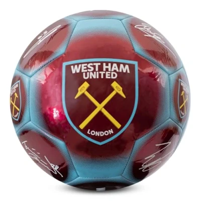 Abbildung von Hy Pro Offiziell lizenzierter West Ham F.C. Classic Signature Fußball, Metallic, Größe 5, Hammer, Training, Match, Merchandise, Sammlerstück für Kinder und Erwachsene, Burgunderrot