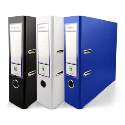 Abbildung von Netuno 3 Stück Ring Ordner Schwarz Weiß Blau DIN a4 Ekobox 2 Mechanik 8cm Ringbuch Ringe Plastikordner bunt Schule Büro Studium Dokumentenordner Pappordner office folder