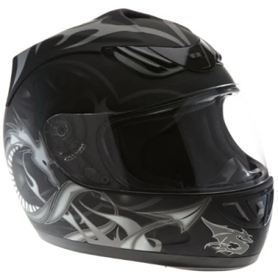 Abbildung von Protectwear H510 11SW XL Motorradhelm, Integralhelm mit Drachendesign, Größe XL, Schwarz/Silber