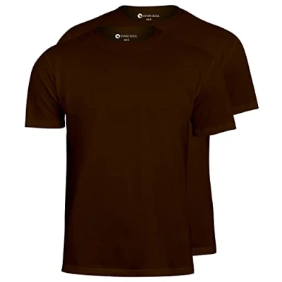 Abbildung von STARK SOUL® T Shirt 2er Pack, Baumwolle, Rundhalsschnitt Braun Größe XXL