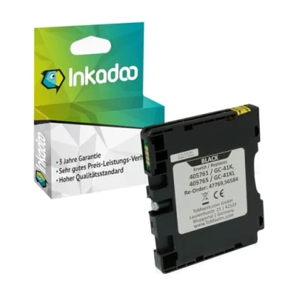Abbildung von Inkadoo Tinte für Ricoh 405761 / GC 41K Schwarz Kompatibel SG 3100 Series 3110 DNw SNW DN, ca. 2.500 Seiten Tintenpatrone, Druckerpatrone, Patronen, Druckertinte