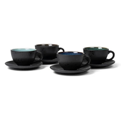 Abbildung von Bitz Tasse und Untertasse Gastro Schwarz/Multi Blau 240 ml 4 Stück