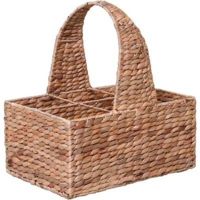 Abbildung von VIVANNO Stella Flaschenträger aus Wasserhyazinthe Naturgeflochtener Flaschenkorb, 6 Flaschen, 39x36x26 cm, Tragegriff