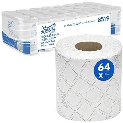 Abbildung von Scott Essential Toilettenpapier 8519 8 Toilettenpapierrollen x 350 Wc papier Blätter (350 Blätter) weiß, 2 lagig