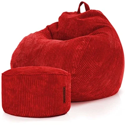Abbildung von Green Bean Sitzsack Scoop + Pouf Cord, Indoor Sitzkissen mit Sitzhocker, Relax Sessel