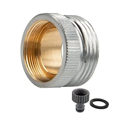 Abbildung von tecuro Aufnahme Adapter Übergangsstück M22 x 1 IG 3/4 Zoll AG, Steckkupplung, MS hochglanzverchromt 4699112 P