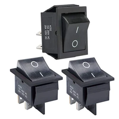 Abbildung von APIELE 3 Stücke Kippschalter,2 Position EIN Aus mit DPST 4 Pins Wippschalter,250V 16A Taste Rocker Kippschalter Für Häuser, Industrie,DIY KCD2 201(Schwarz)