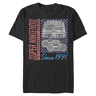 Abbildung von Nintendo Herren Nineties Gamer T Shirt, schwarz, Groß