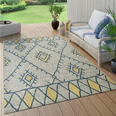 Abbildung von Paco Home Teppich &quot;Kuba 124&quot;, rechteckig, Flachgewebe, Rauten Design, In und Outdoor geeignet, Wohnzimmer