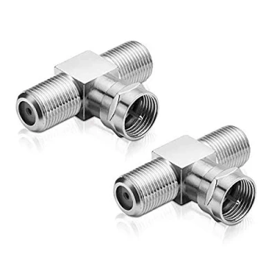 Abbildung von conecto Sat T Stück 1 mal F Stecker auf 2 Buchse, Verteiler für Verkabelungen (2 Stück)