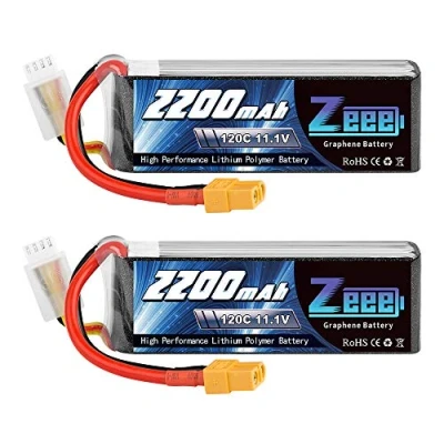 Abbildung von Zeee 3S Lipo Akku 11,1V 2200mAh 120C RC mit XT60 Stecker für UAV Drones FPV Rennrad Quadcopters Flugzeug Hubschrauber Boot Auto (2 Packungen)