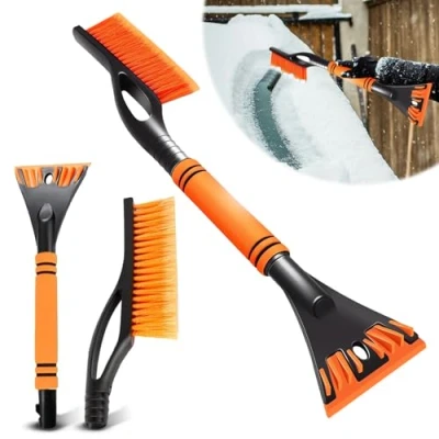 Abbildung von Eiskratzer Auto mit Besen 61cm Abnehmbarer Profi Schneebesen große Kante Borsten &amp; Ergonomischem Schaumstoffgriff Innovativer Scheibenkratzer Eisbrecher Funktion Schnee