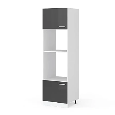 Abbildung von Vicco Mikrowellenumbauschrank R Line, Anthrazit Hochglanz/Weiß, 60 cm