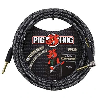 Abbildung von Pig Hog Vintage Serie Instrumentenkabel, Amplifier Grill, 6m/20ft, 6.35 (1/4) auf (1/4), Hochwertige Qualität, Gewebt, Winkelstecker