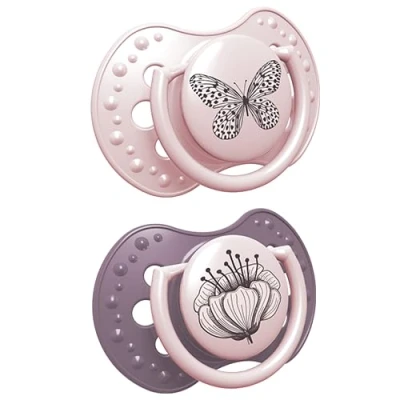 Abbildung von LOVI Dynamischer Schnuller 0 3 Monate, Silikon, BPA frei, Hygieneschutzhülle, Botanic Kollektion, 2 Stück, Rosa