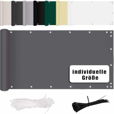 Abbildung von MENGH BalkonSichtschutz 100x700cm, Balkon Verkleidung, Wetterbeständiges und Pflegeleichtes, 100% Privatsphäre für Gartenzaun Balkonzaun grau