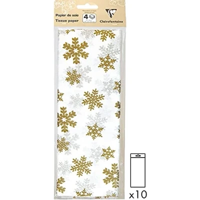 Abbildung von Clairefontaine 393809AMZC Set mit 40 Blätter Seidenpapier gefaltet 50x70cm 18g, Flocken Gold, 1
