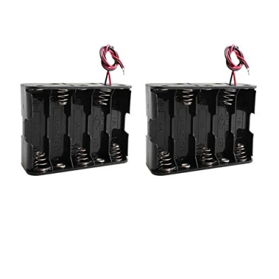 Abbildung von HALJIA 2 Stück 15 V AA 10 x 1,5 Kunststoffzellen Batterie Clip Slot Halter Akku Aufbewahrungsbox Doppeldeck/Rückseite an Rückseite mit Draht