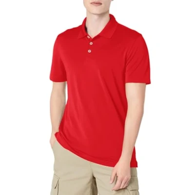 Abbildung von Amazon Essentials Herren Golf Poloshirt, Schnell Trocknend, Schmale Passform, Rot, XL