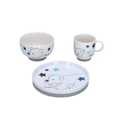 Abbildung von Sterntaler® Kindergeschirr Set Eisbär Elia (3 tlg), Porzellan, Silikon